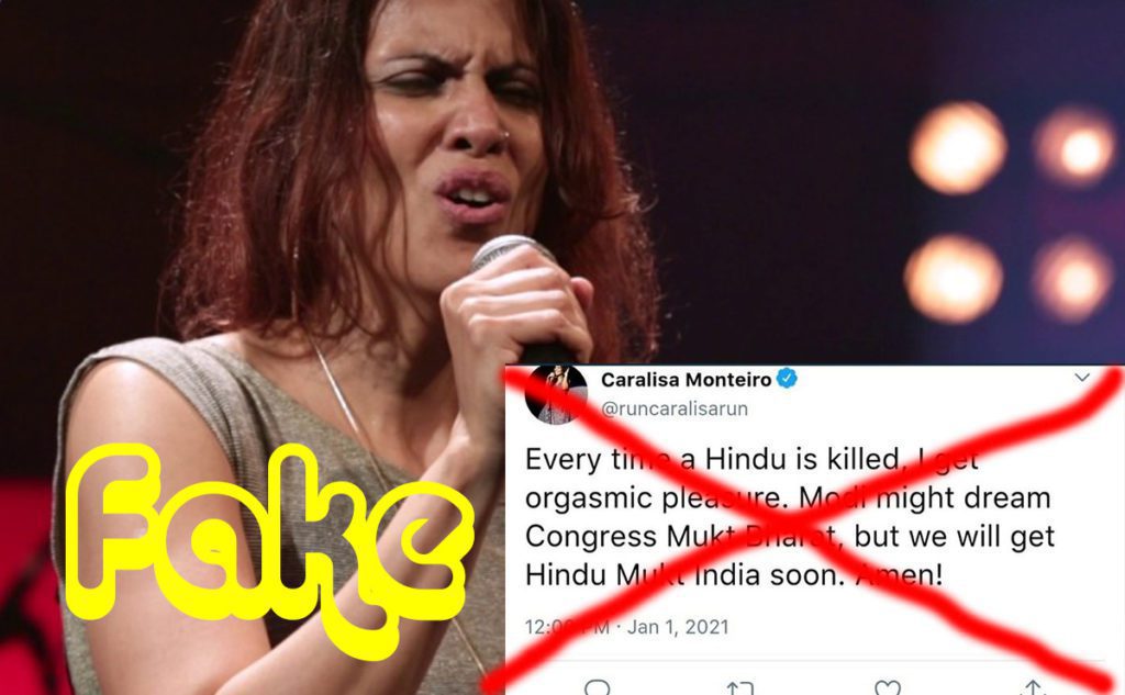 Fact Check: Caralisa Monteiro did Not Tweet Anti-Hindu, Hindu Mukt Bharat Statement