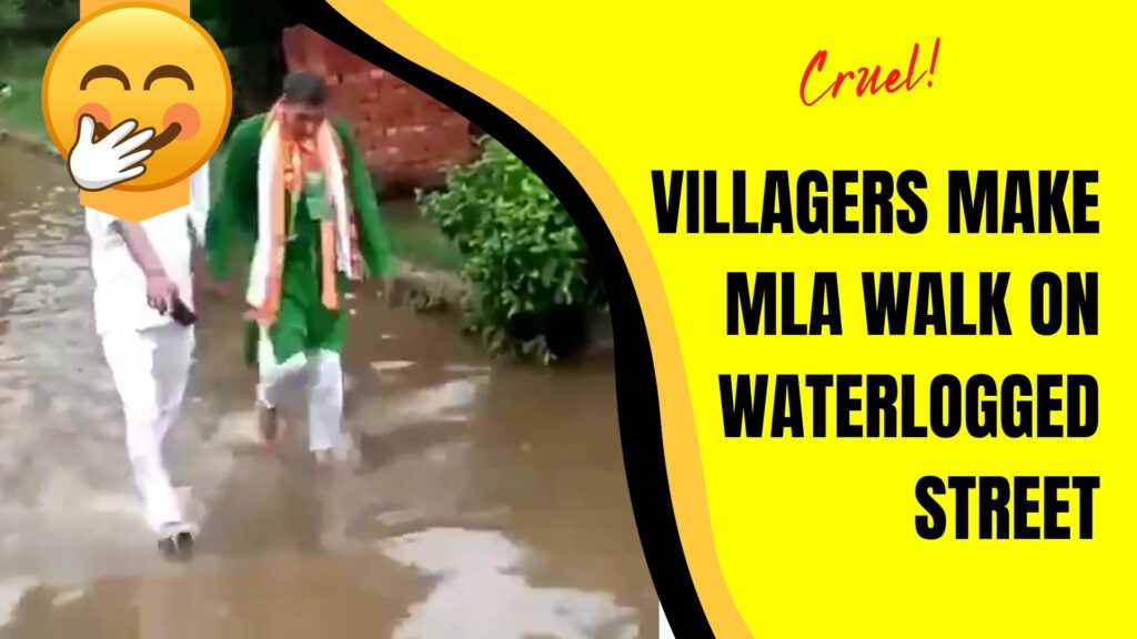 UP: Angry Villagers Make MLA Walk On Waterlogged Street As He Ignored Their Plight For 4 Years