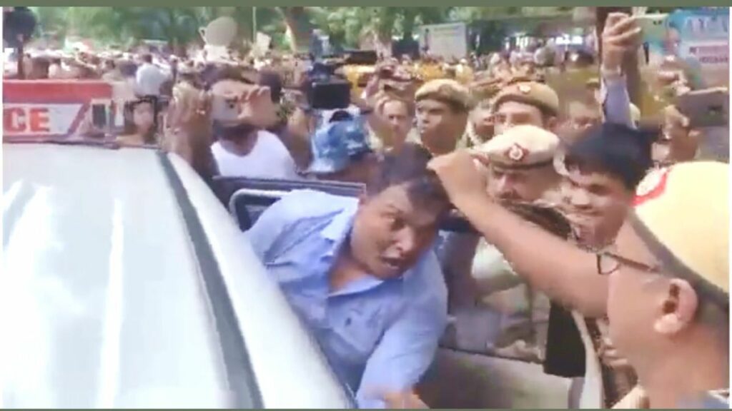 Visuals of Youth Wing Chief of Congress Being Manhandled, Hair Pulled by Police has Drawn Strong Reactions